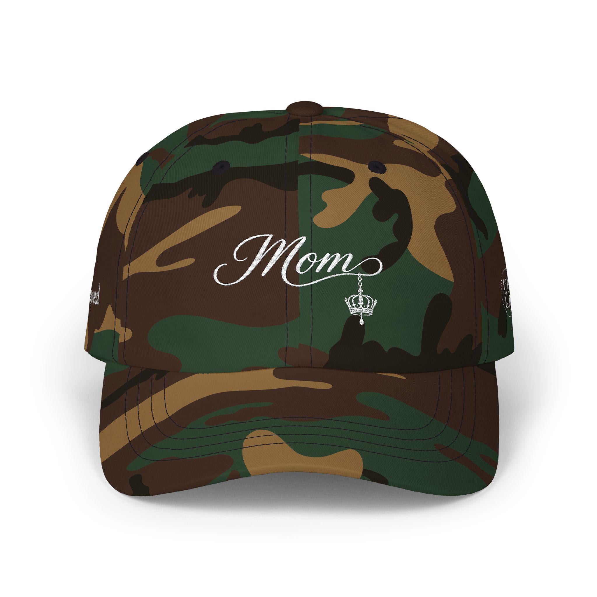 Embroidered Script Mom Cap with Crown Detail, Relaxed Fit Cotton Hat