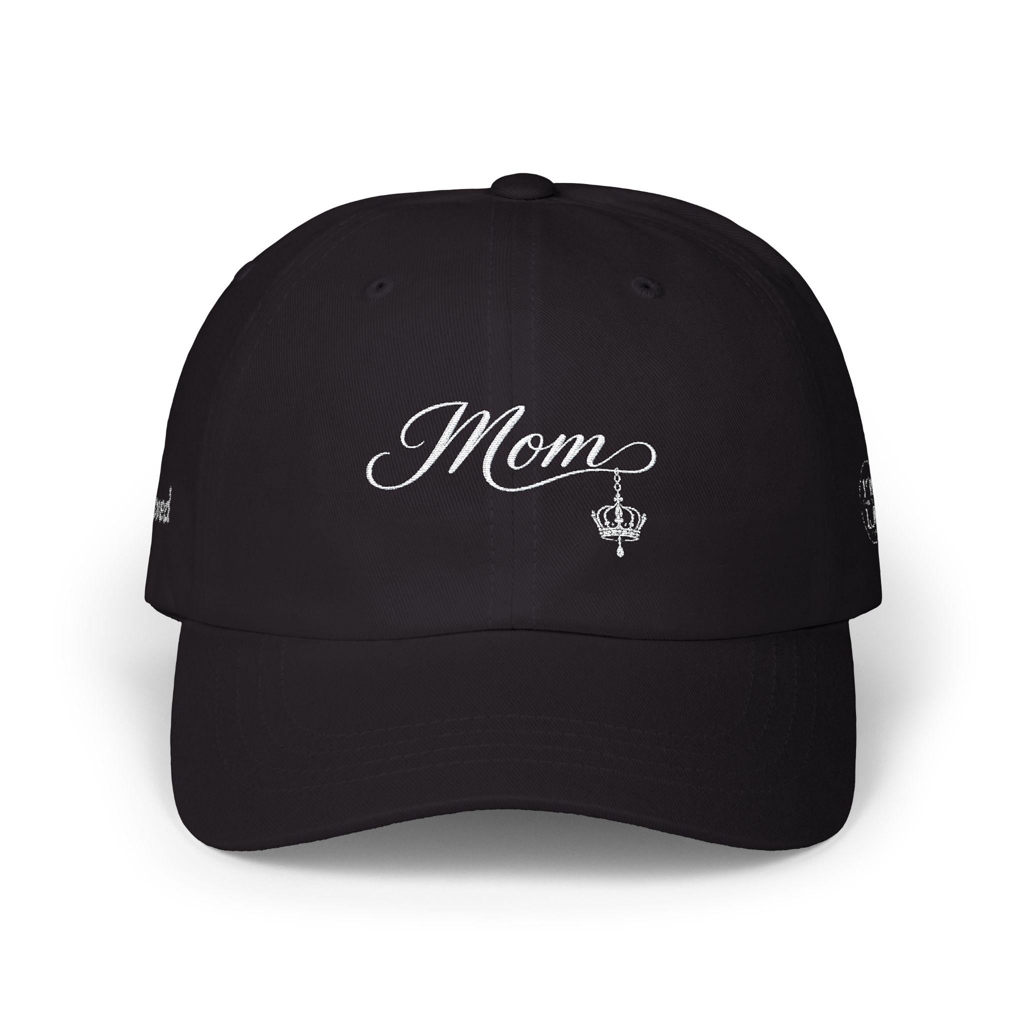 Embroidered Script Mom Cap with Crown Detail, Relaxed Fit Cotton Hat