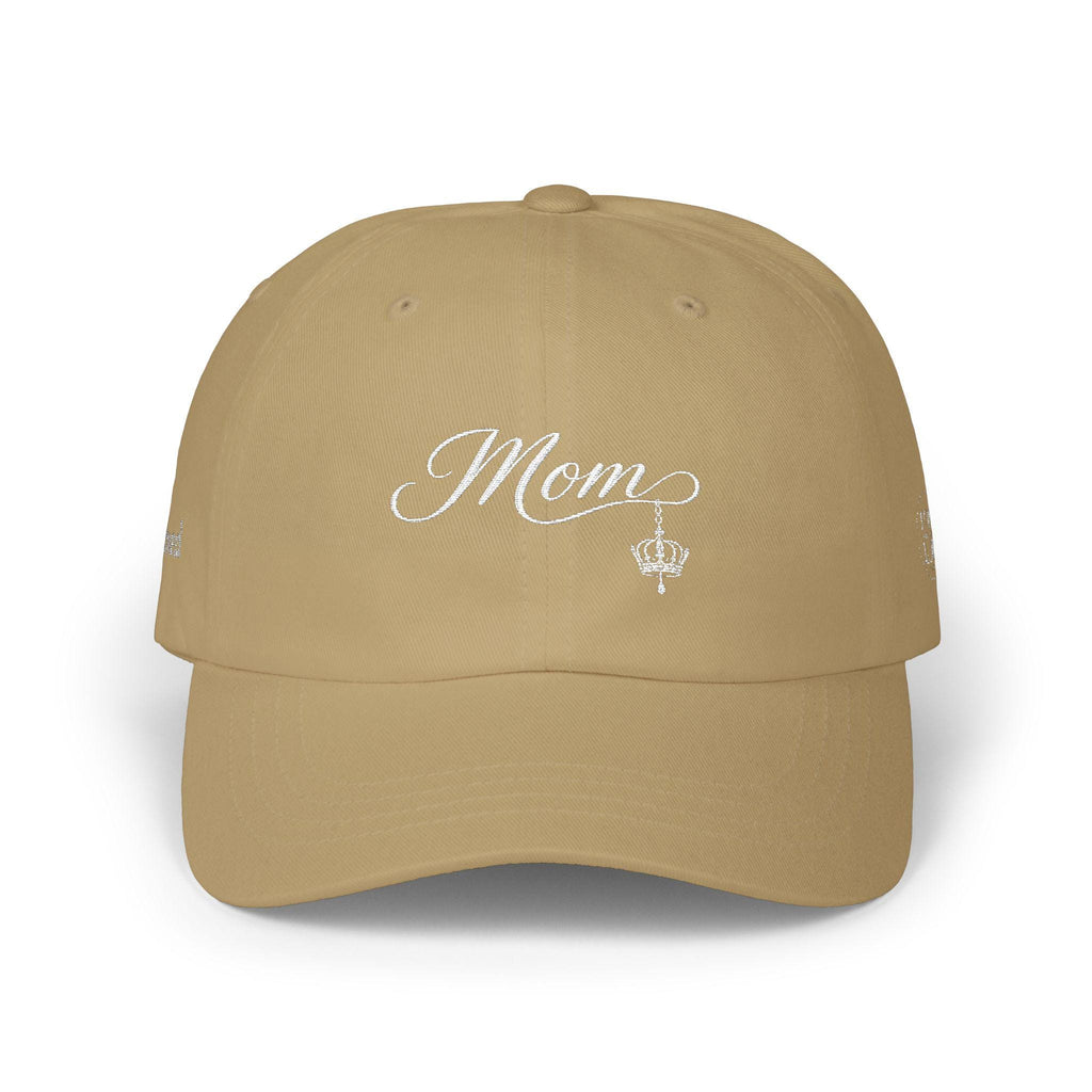 Embroidered Script Mom Cap with Crown Detail, Relaxed Fit Cotton Hat