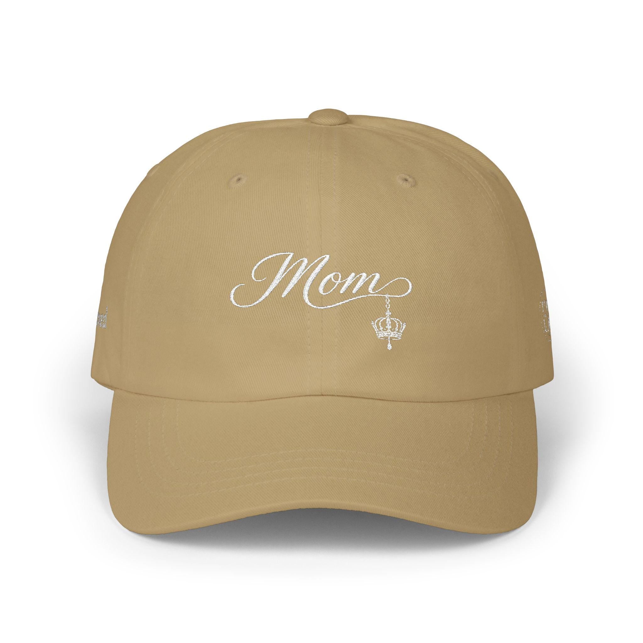 Embroidered Script Mom Cap with Crown Detail, Relaxed Fit Cotton Hat